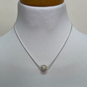 Pave Silver Tone Fashion Ball Necklace and Earrings NWOT